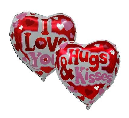 BALLOON AIR FILL HUGS & KISSES / I LOVE YOU _0