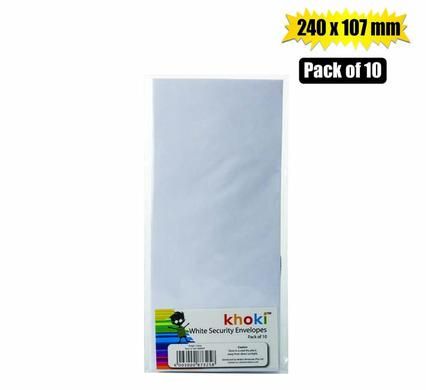 ENVELOPES SECURITY WHT 240x107mm 10 PACK_0