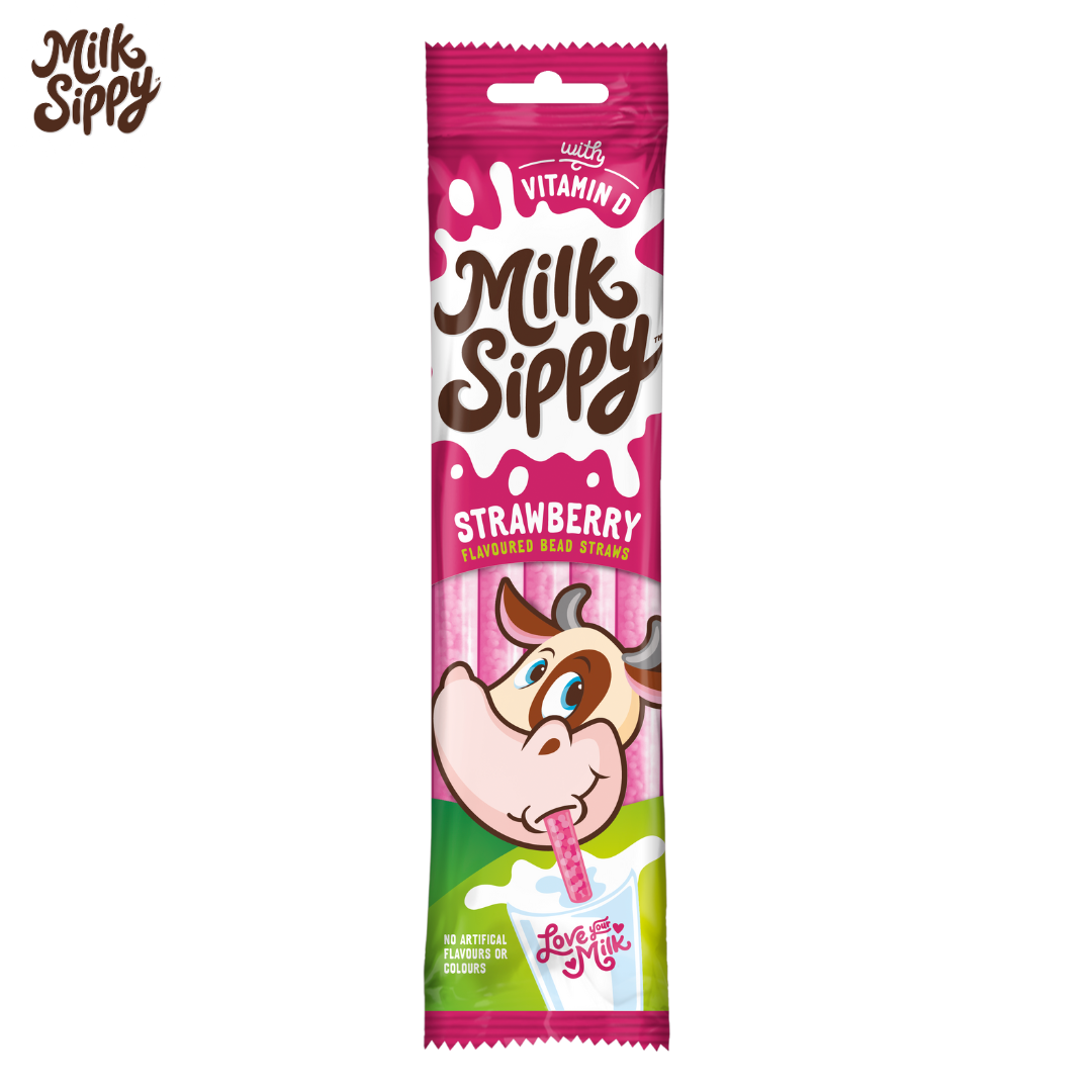 Milk Sippy Flavoured Bead Straws - Strawberry 30g_0