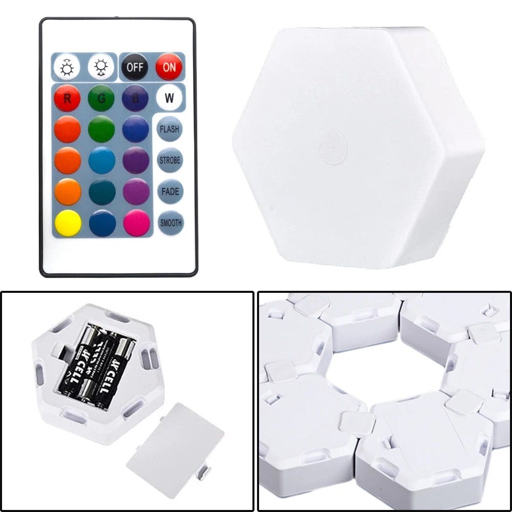 LED Hexagonales à Pile - Lot de 3 avec Télécommande_2