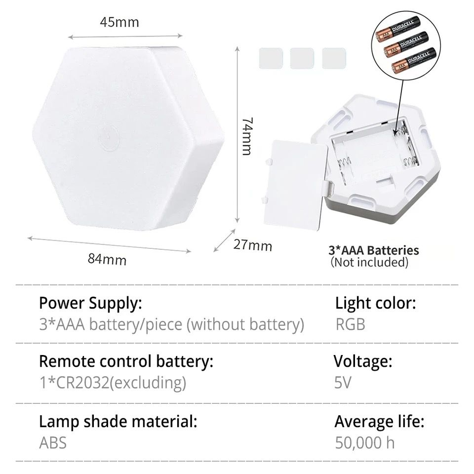 LED Hexagonales à Pile - Lot de 3 avec Télécommande_4