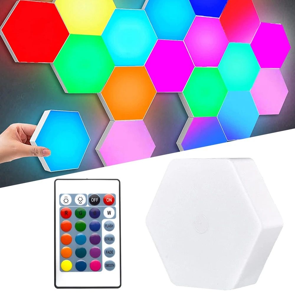 LED Hexagonales à Pile - Lot de 3 avec Télécommande_1