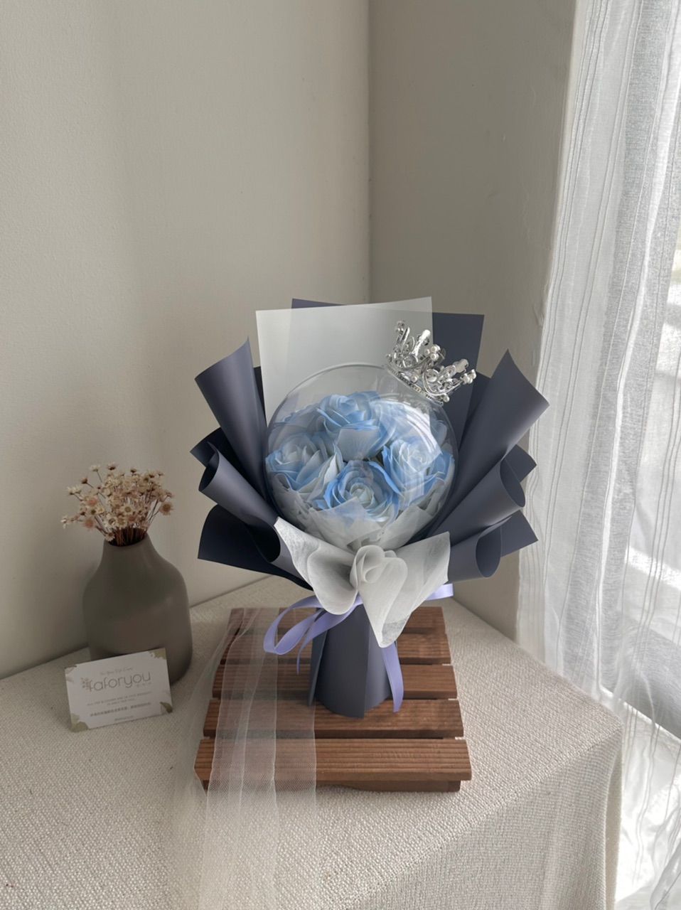 6 Stalk Soap Rose Acrylic Ball Bouquet _0