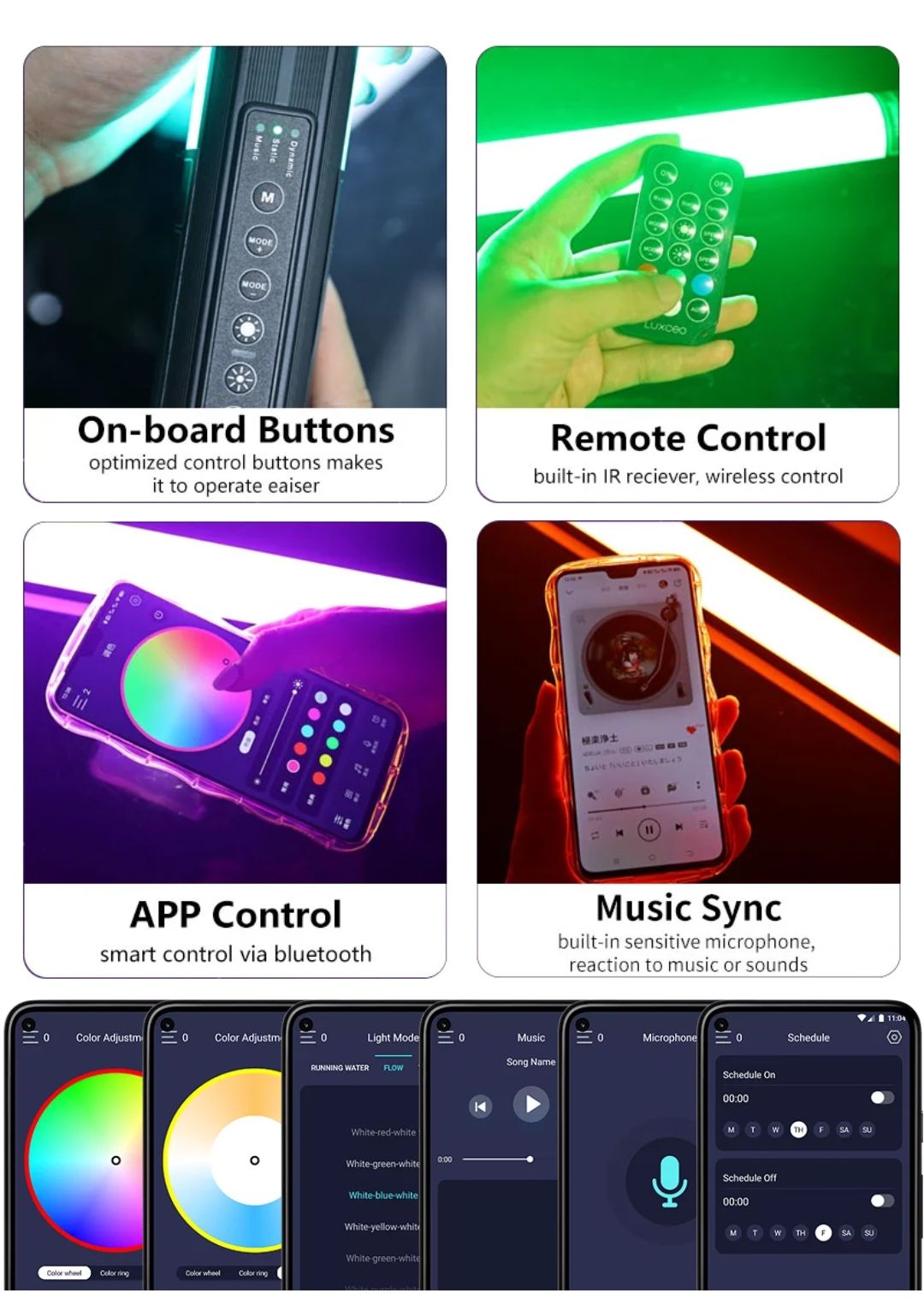 Tubo/Stick luz led RGB 120cm Lexceo Mood1S App Modo Música_5