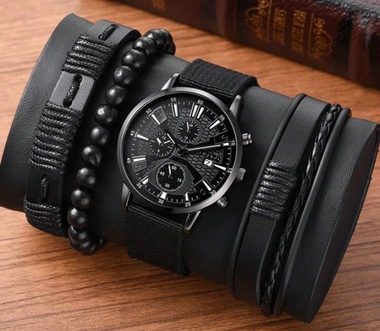 4 Piece Men Watch Set Black_0