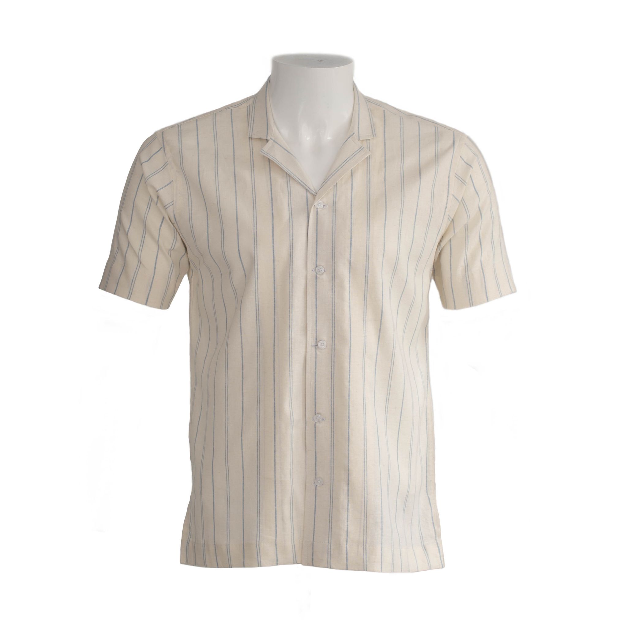 Chemise à Rayures Beige et Bleue_0