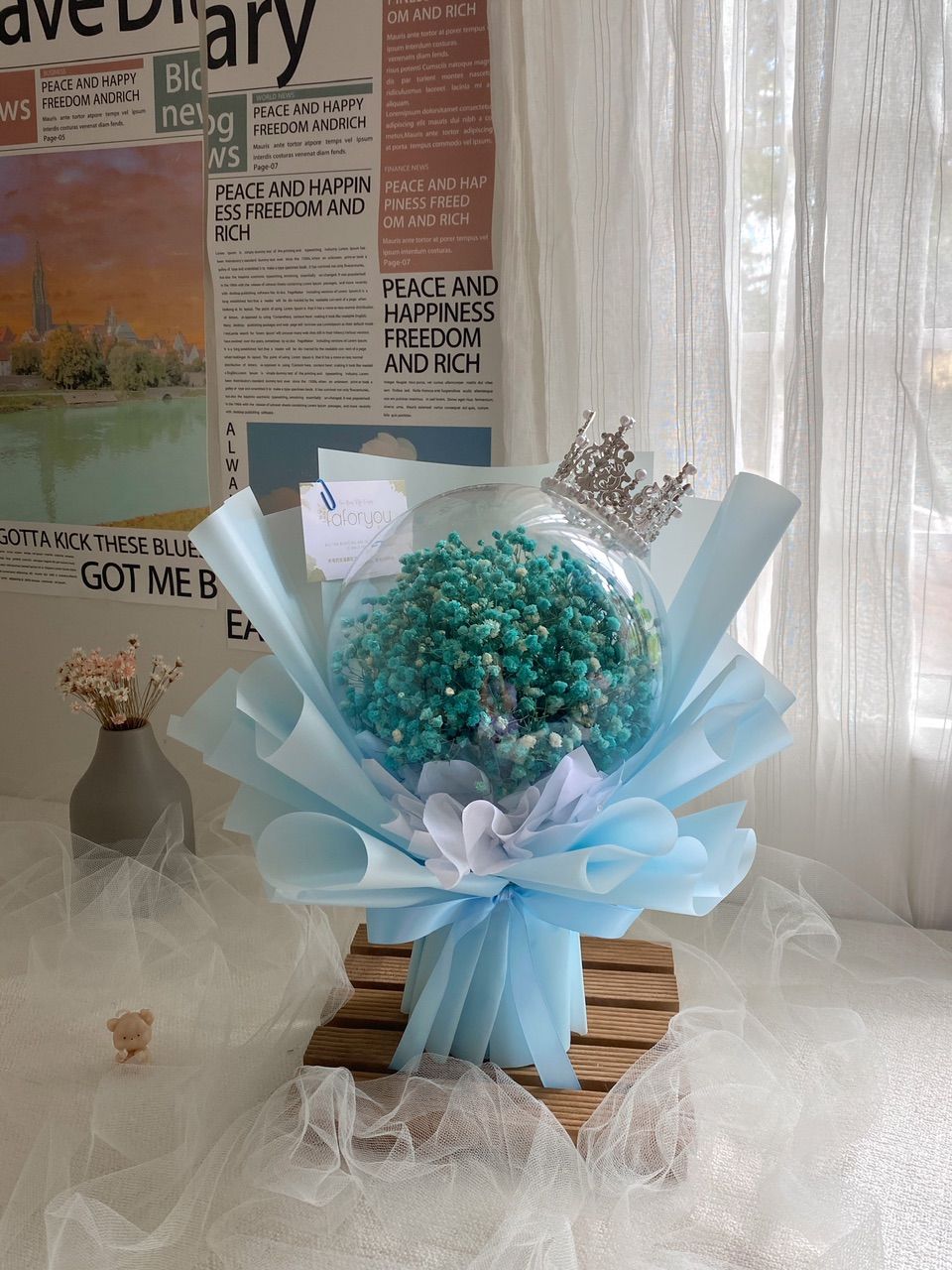 Dried Baby Breath Acrylic Ball Bouquet_0