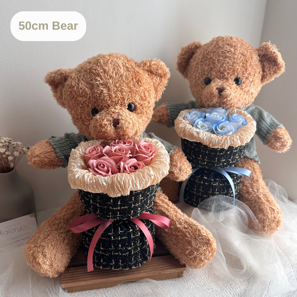 50cm Bear Soap Rose Round Bouquet_0