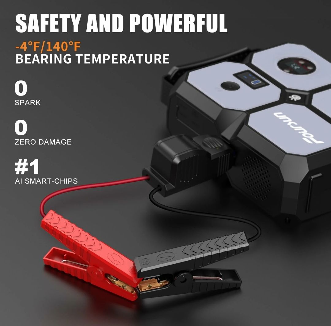 Booster de arranque 26800mAh 4000a 4 em 1 com Compressor de Ar_3
