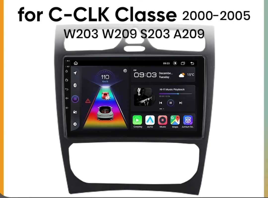 Rádio 9" android Mercedes C-CLK 2000-05 W203 S203 A209 WIFI GPS_0