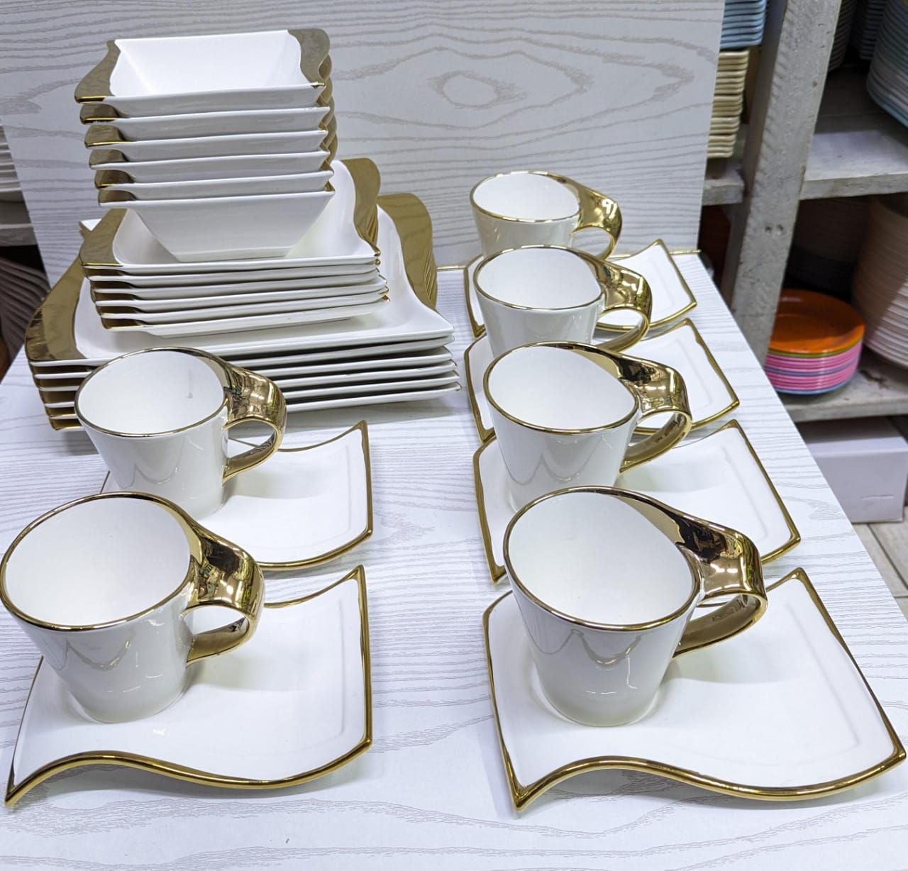 30pcs Classy Dinner Set with Gold Rim_0