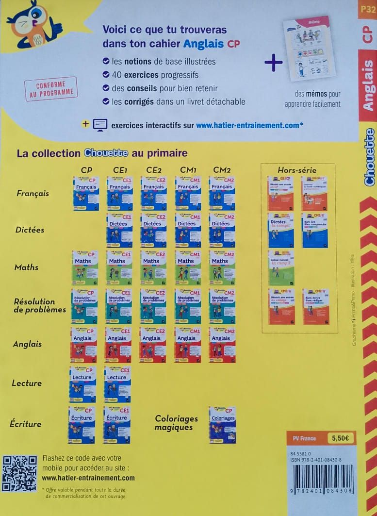 Anglais, Chouette t'accompagne (Hatier) - CP_1