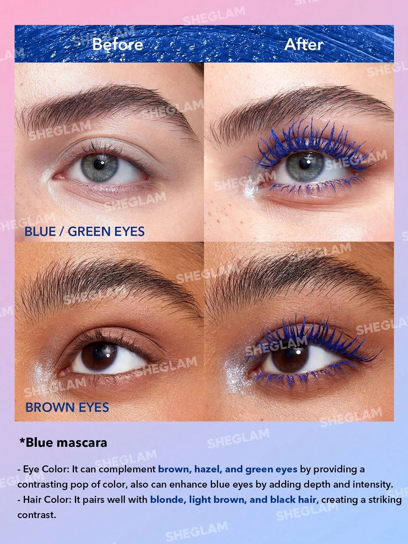 SHEGLAM All-In-One Volume & Length Mascara - Waterproof Blue_4