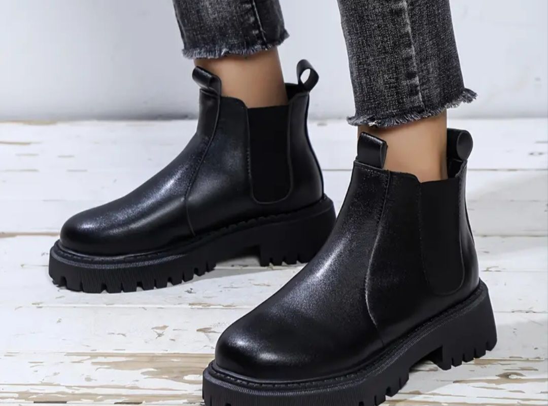 Bottes Chelsea minimalistes à couleur unie pour femmes _0