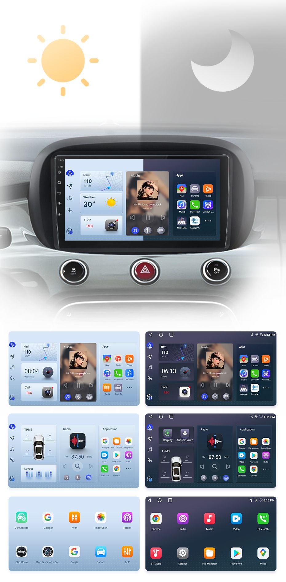 Rádio 9" android Fiat 500x 2014 a 2020 WIFI GPS 2/32GB_9