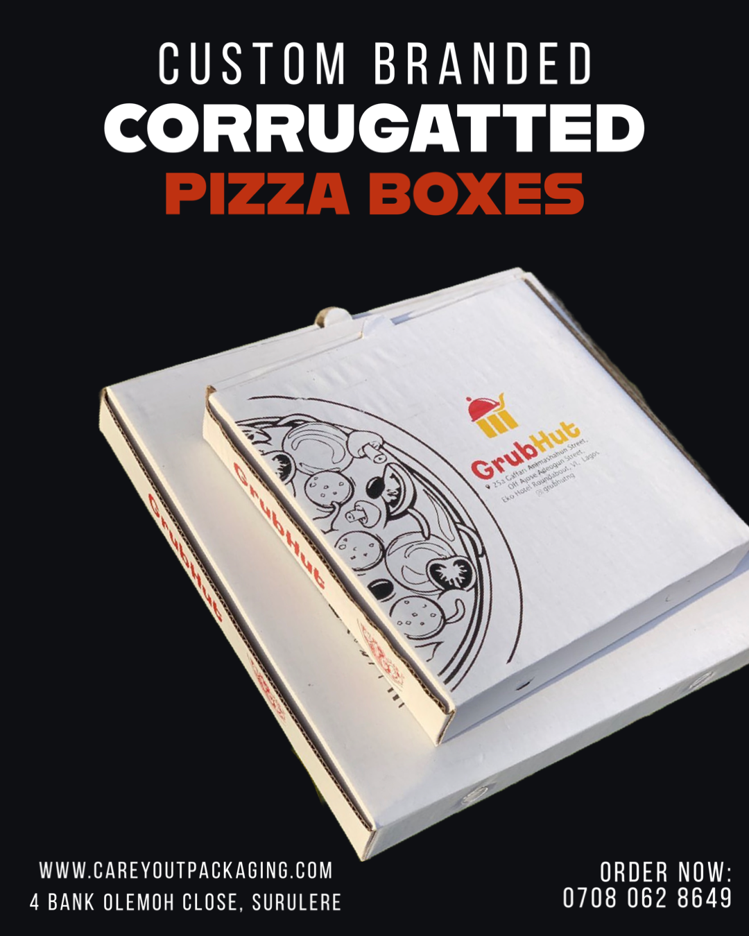 16 INCHES X 16 INCHES BRANDED PIZZA BOXES _9