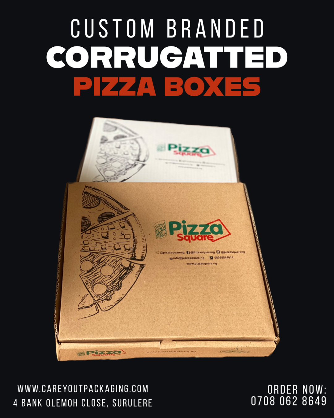 16 INCHES X 16 INCHES BRANDED PIZZA BOXES _1