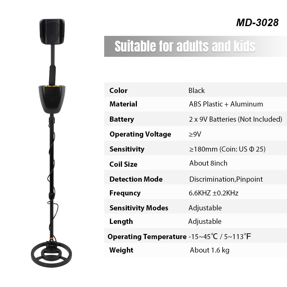 Detetor de metais Md-3028 Ferro Alumínio Ouro Bronze Prata_2