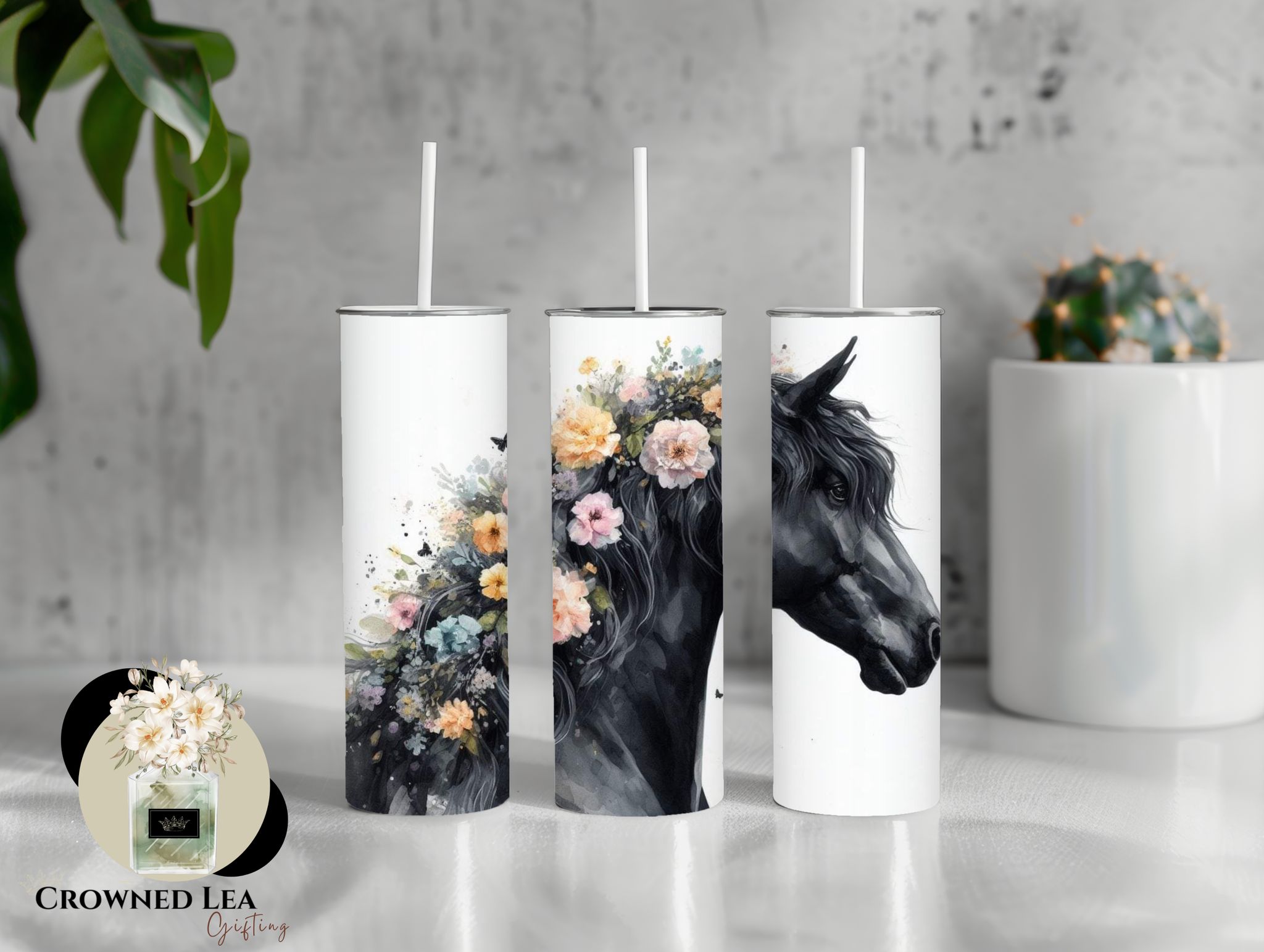 Horse Floral 590ml Skinny Tumbler _0