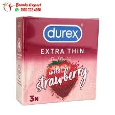 Durex Extra Thin Condoms Wild Strawberry Flavor_0