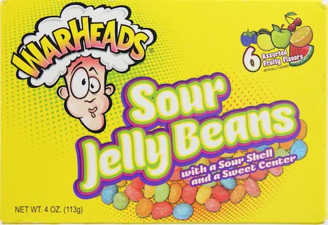 Warheads Sour Jelly Beans Assorted Fruit Flavor (30 Pieces)_0