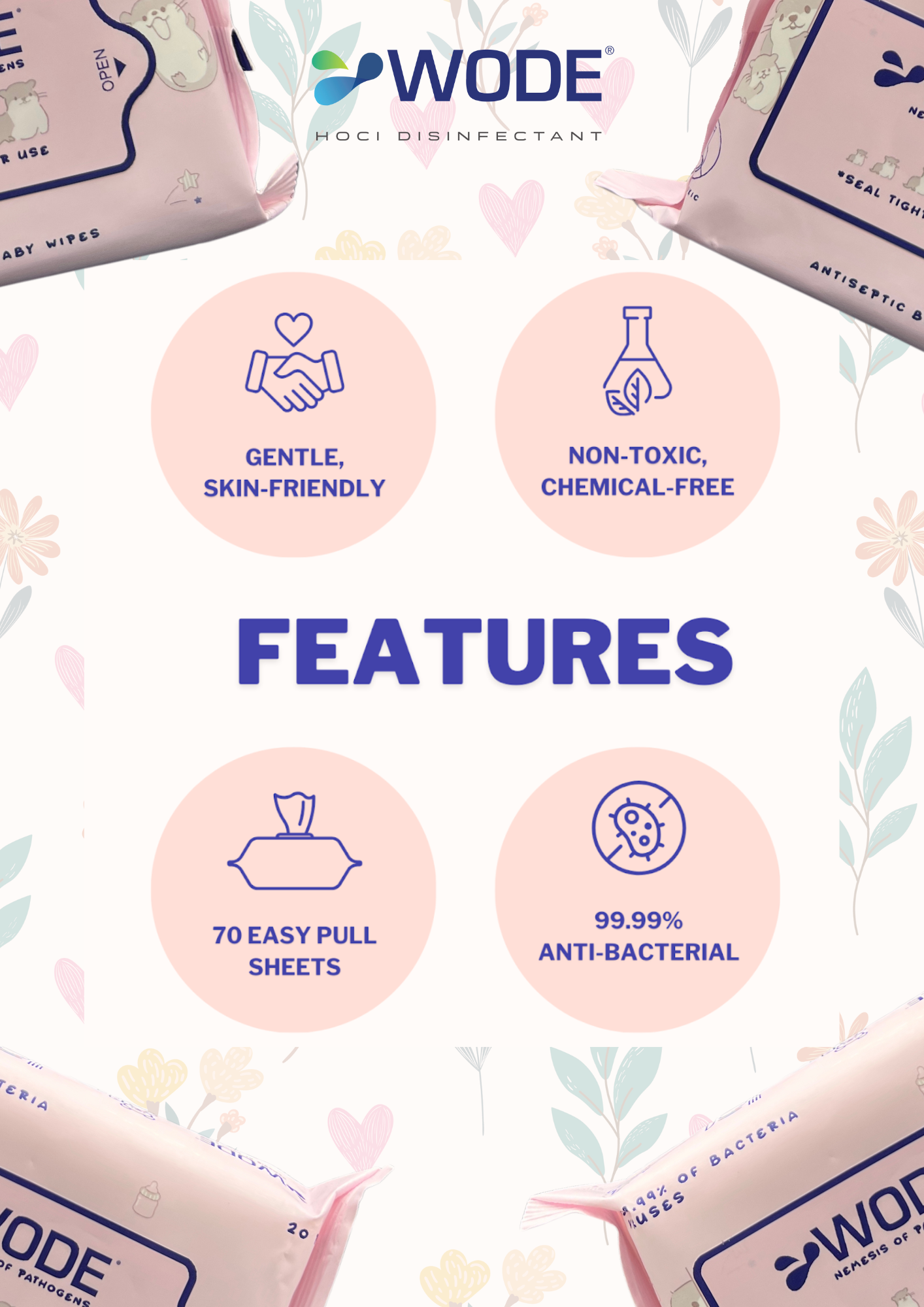 WODE WIPES Baby Safe Antiseptic Wipes - Small (20 Sheets)_1