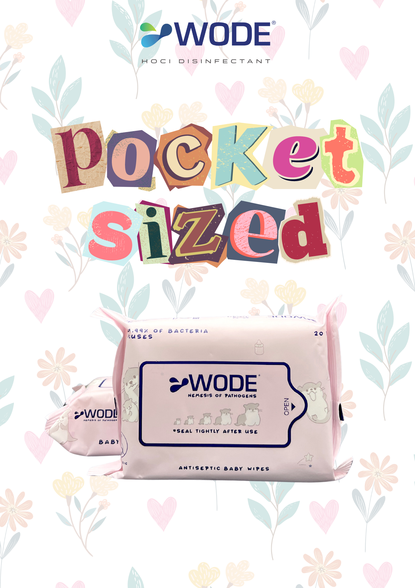 WODE WIPES Baby Safe Antiseptic Wipes - Small (20 Sheets)_0