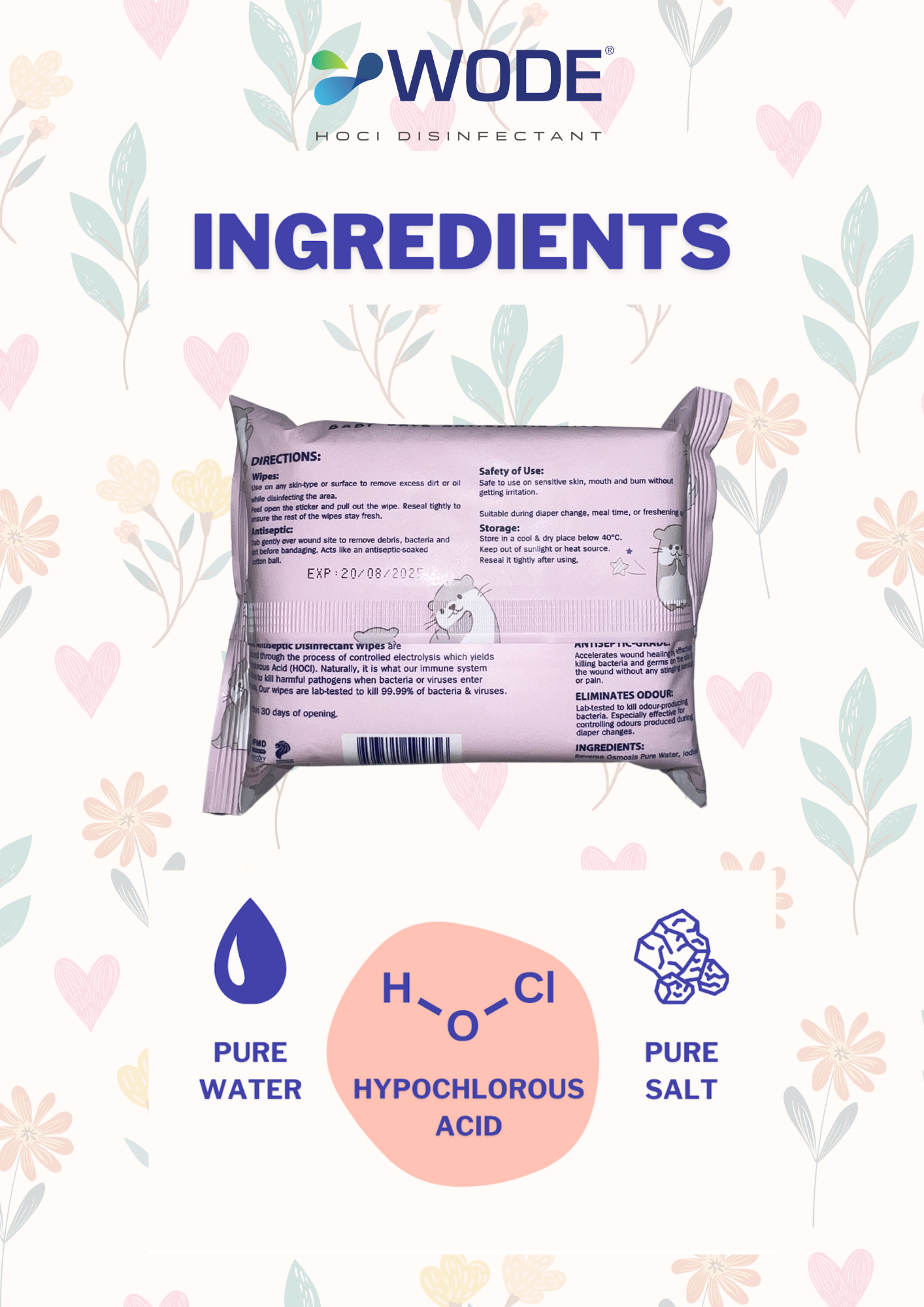 WODE WIPES Baby Safe Antiseptic Wipes - Small (20 Sheets)_2