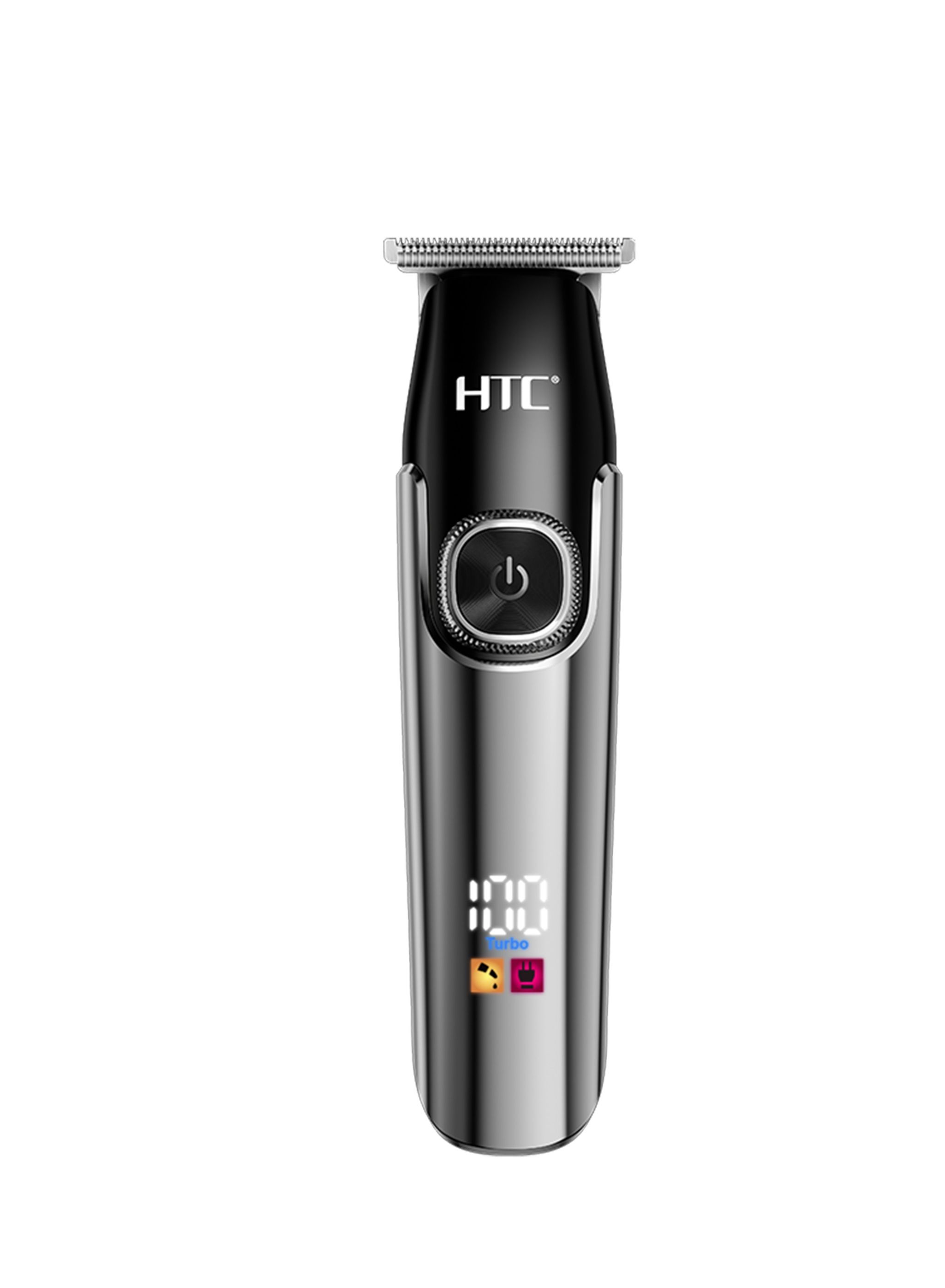 HTC Hair Clipper, Beard Trimmer with 2 Speed Settings, USB Rechargeable Cordless T-Shape Shaver with LED Display and 3 Combs, AT588 (BLACK)_1