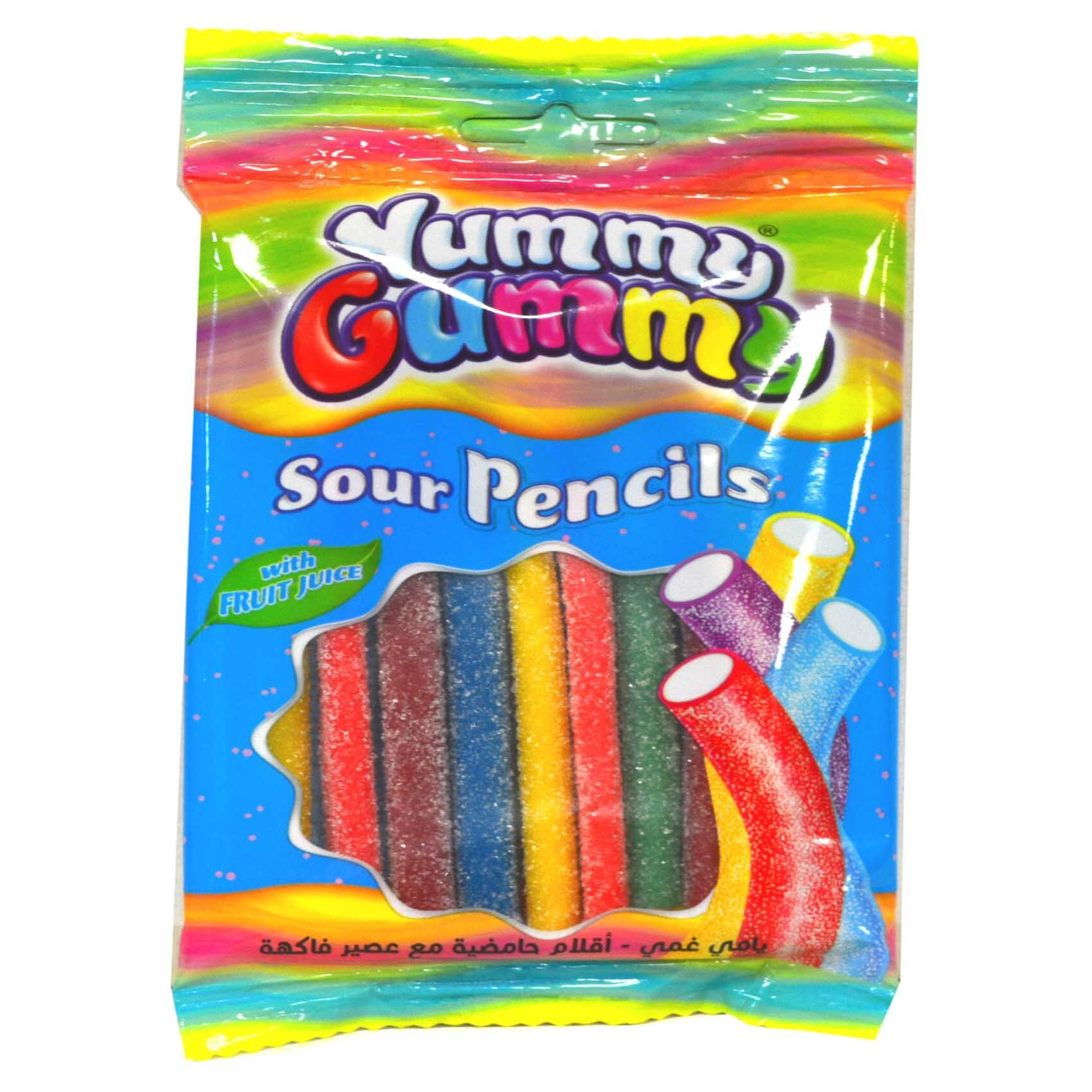 Yummy Gummy Sour Pencil Candies Assorted Flavor with Fruit Juice_0