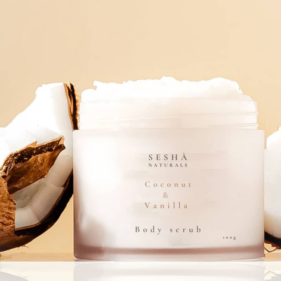 Coconut and vanilla body scrub 100g(jojoba bead scrub)_0