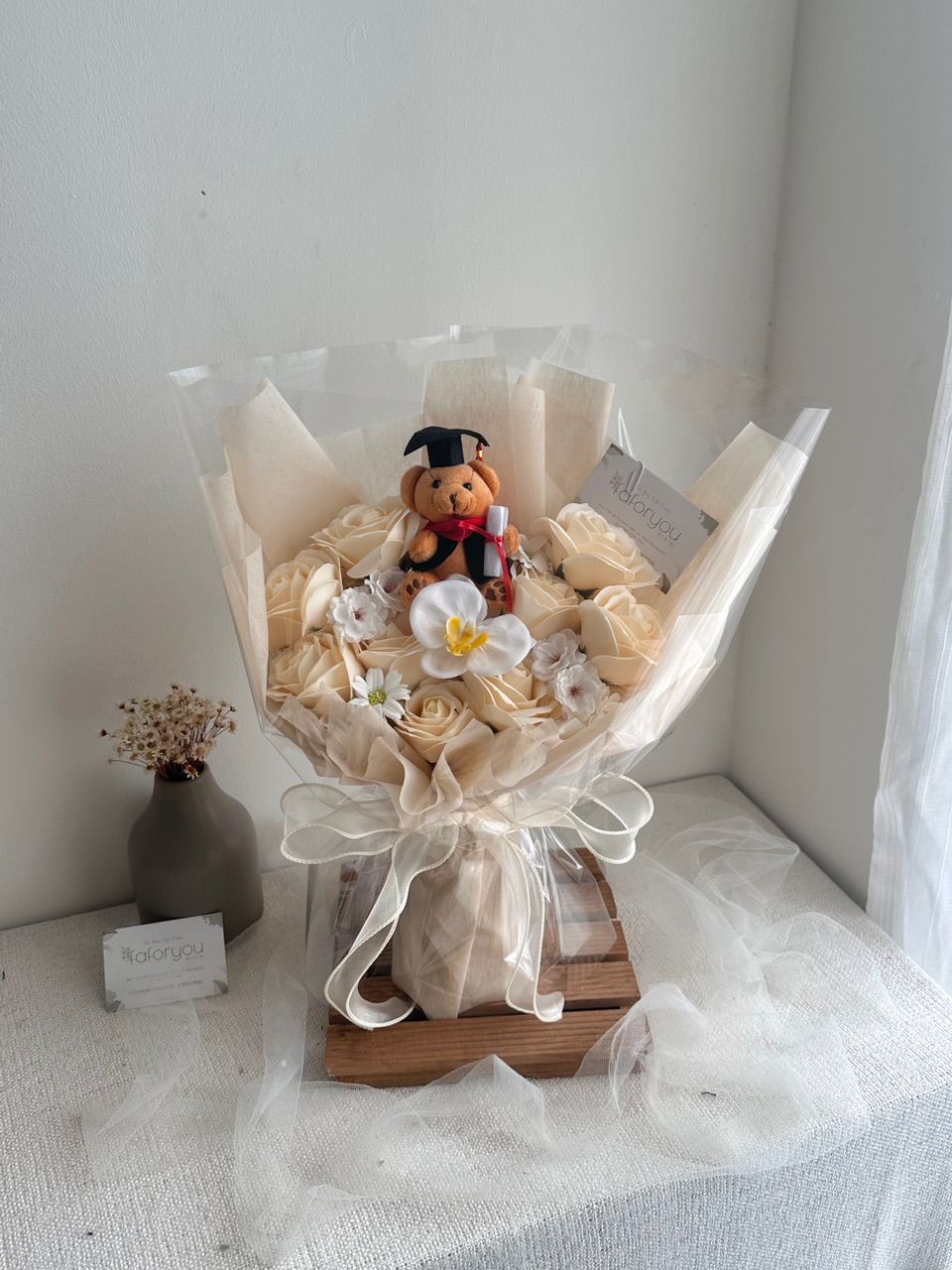 Graduation Bear Mix Flower Bouquet_0