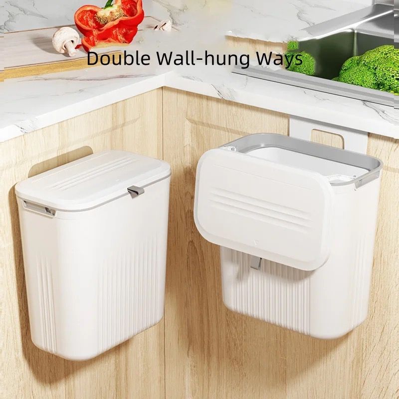 Wall mounted kitchen bin with lid._0