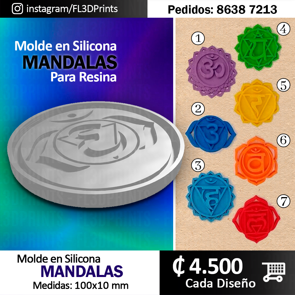 Molde en Silicona MANDALAS para Resina, 7 Diseños Disponibles (Precio por unidad)_0