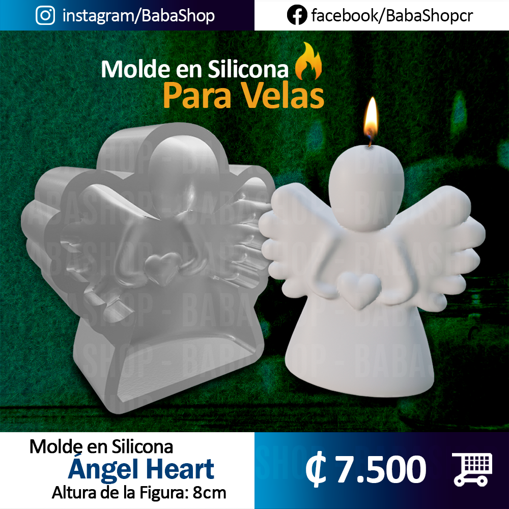 Molde en Silicona, Ángel Heart, 1ra Comunion (Altura 8cm)_0