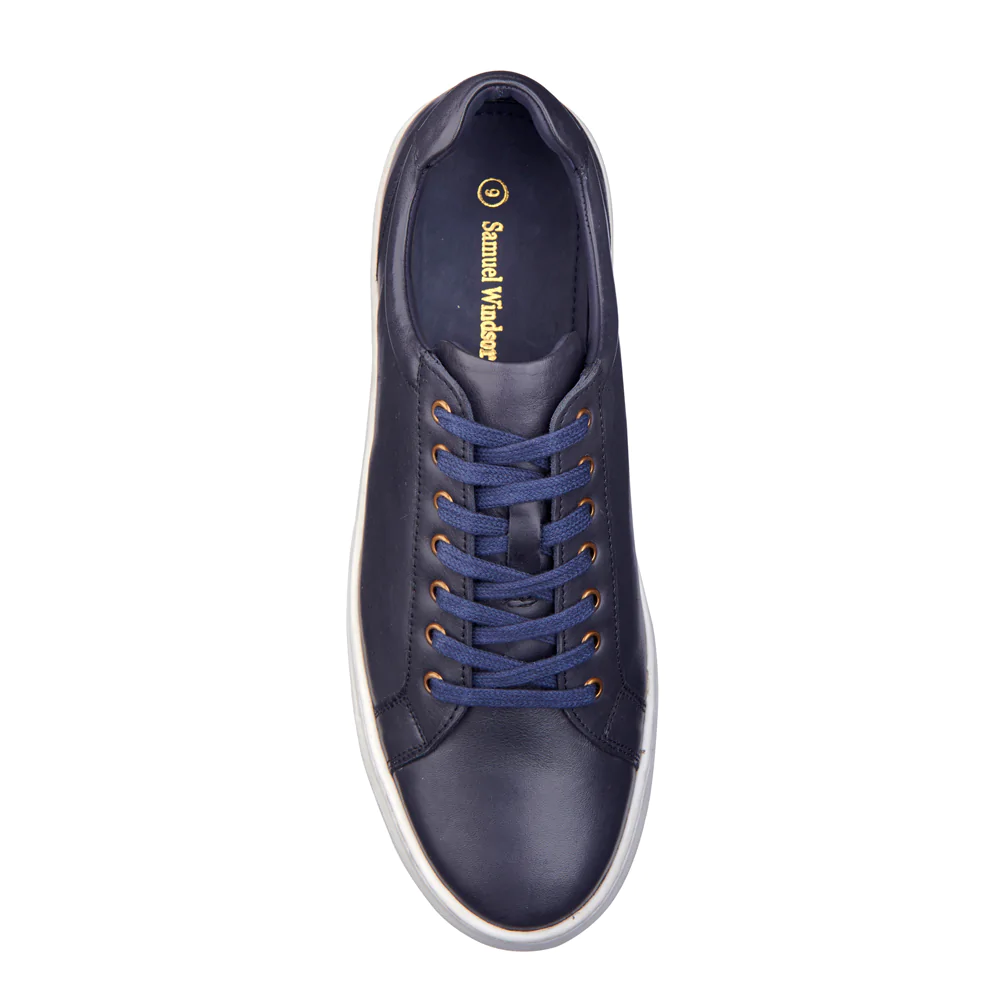 Leather trainer - Navy_1