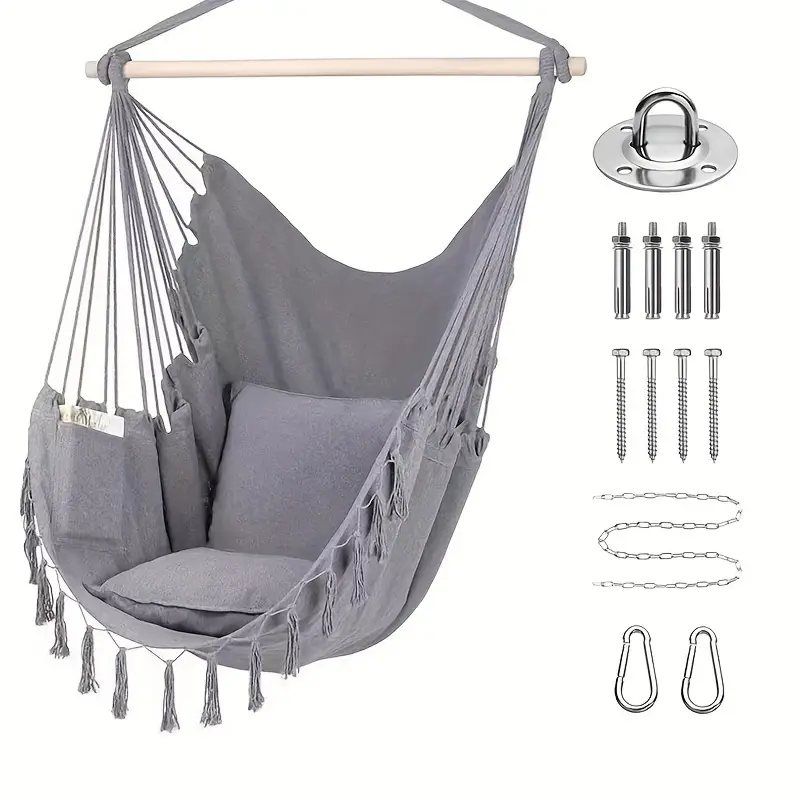 Luxurious Tassel Cotton Rope Hammock Chair _0