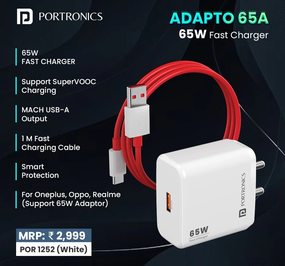 Portronics Adapto 65A 65W Super Fast Charger_0