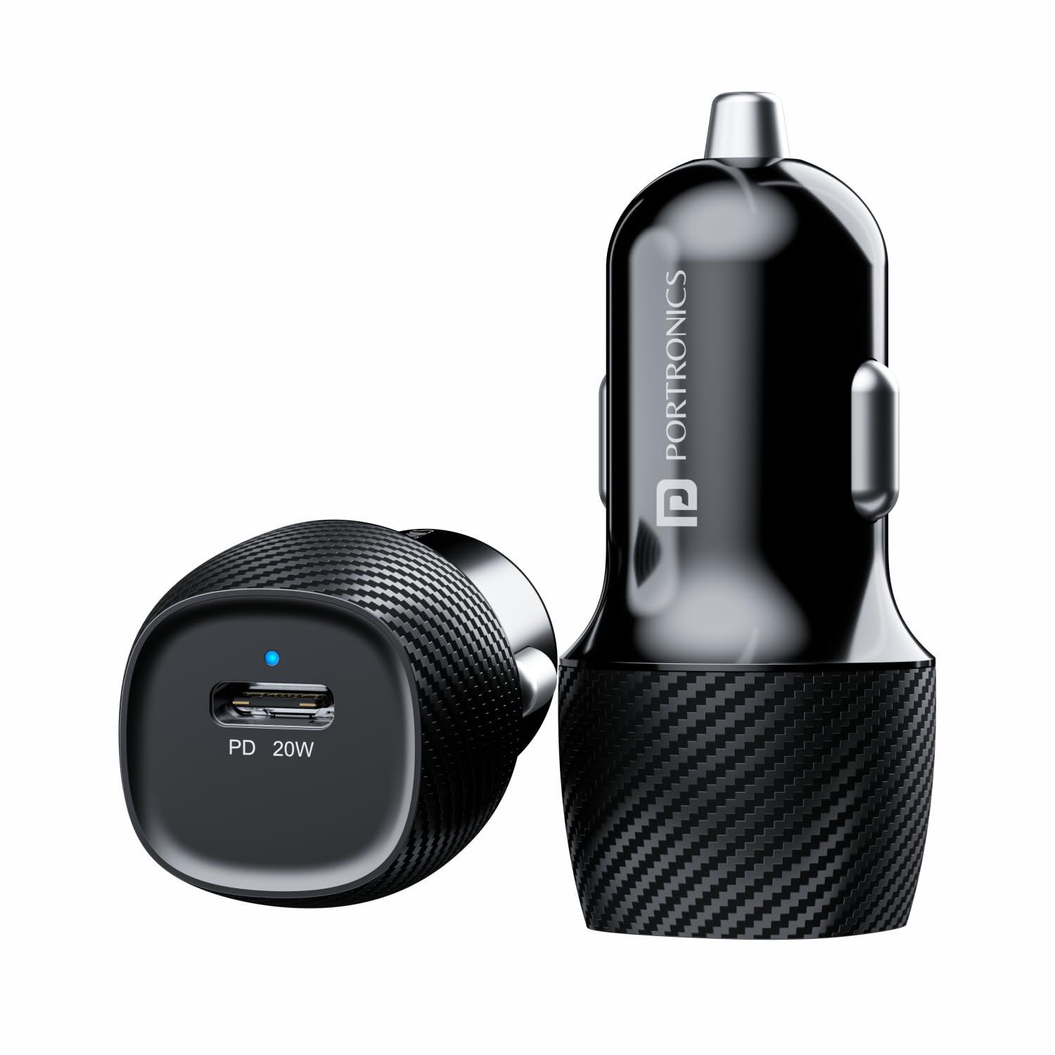 Portronics Car Power 18 Car Charger Adapter with 20W PD Type C Port_0