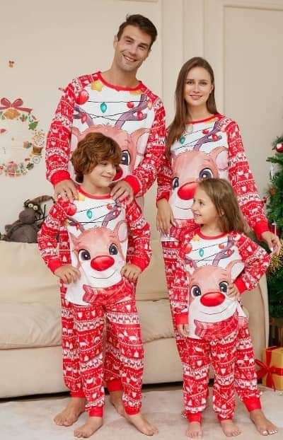 Cute PJs with Reindeer Design _3