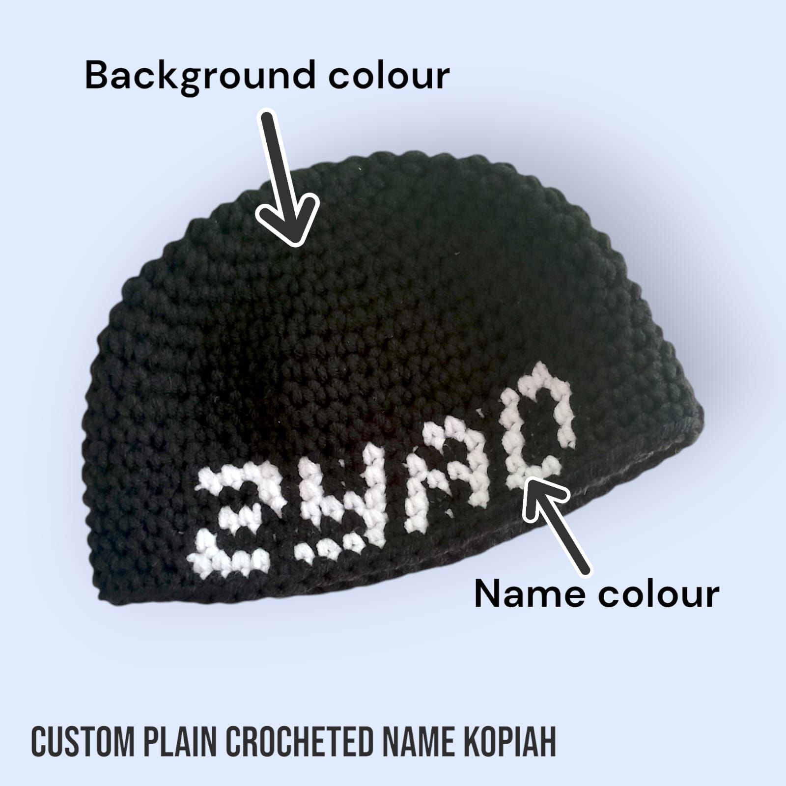 [PREORDER] Custom Plain Crocheted Name Kopiah_1