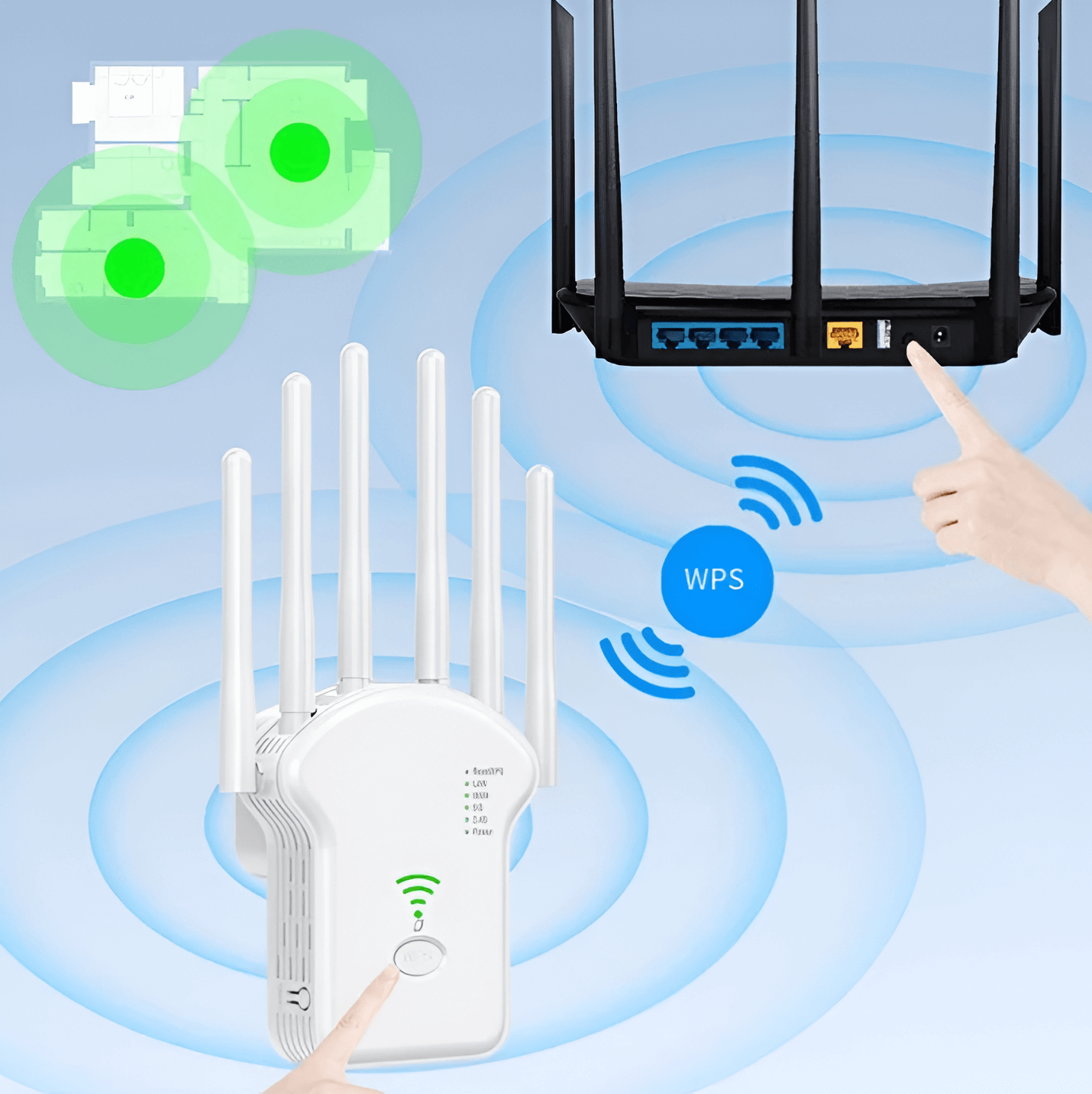 300Mbps 4 antenna 3-in-1 WiFi Repeater Router Enhance Wireless Signals Dual-Band Extender U13 EU Plug_1