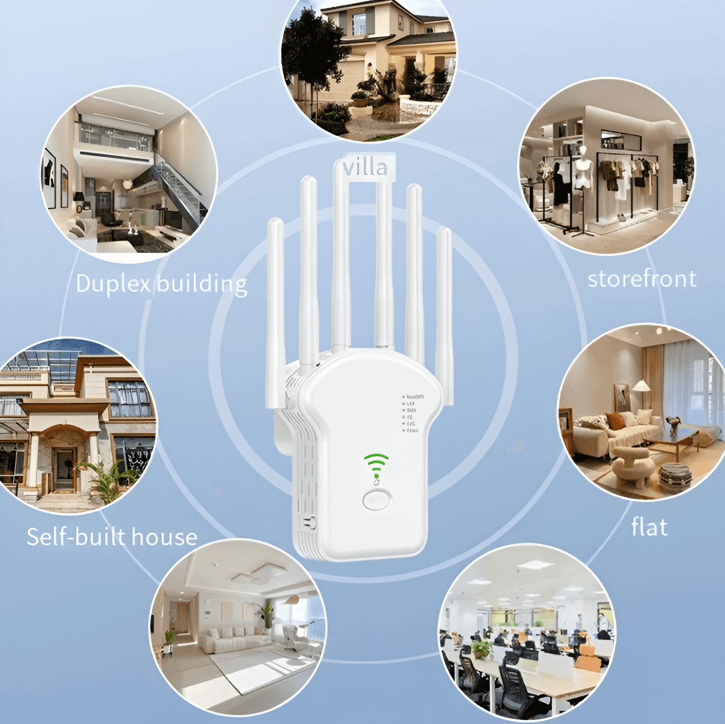 300Mbps 4 antenna 3-in-1 WiFi Repeater Router Enhance Wireless Signals Dual-Band Extender U13 EU Plug_2