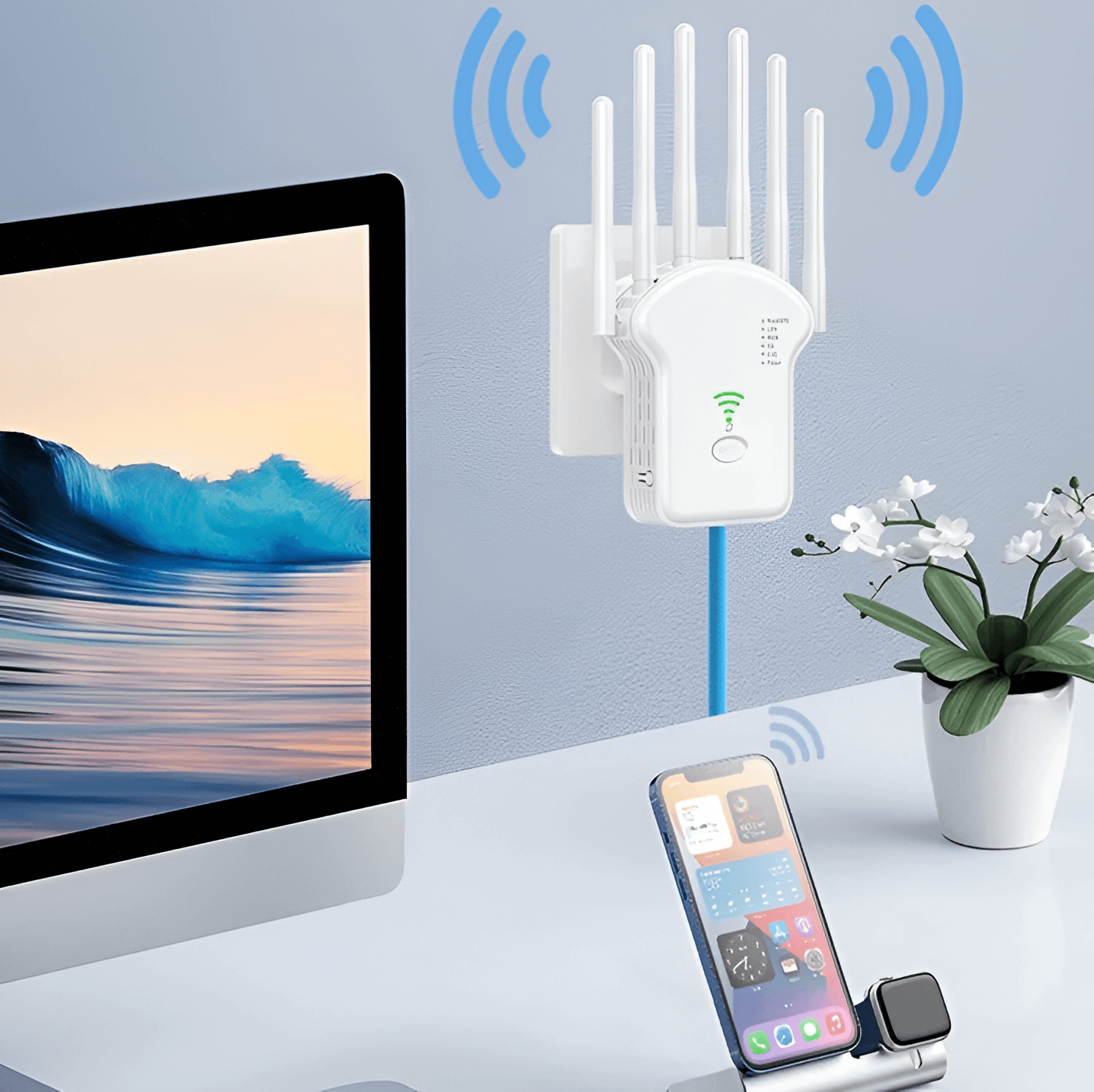 300Mbps 4 antenna 3-in-1 WiFi Repeater Router Enhance Wireless Signals Dual-Band Extender U13 EU Plug_0