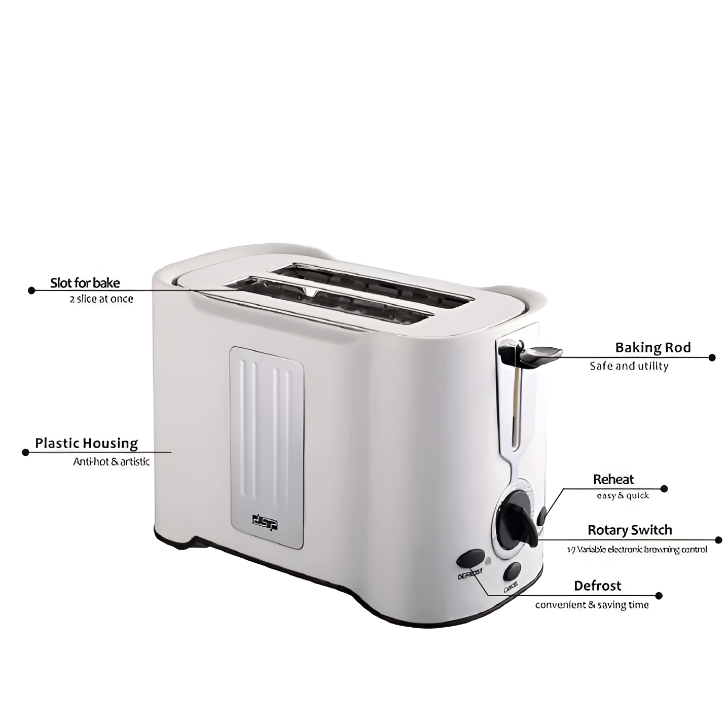 DSP Electric Toaster 850W Model KC2038_2