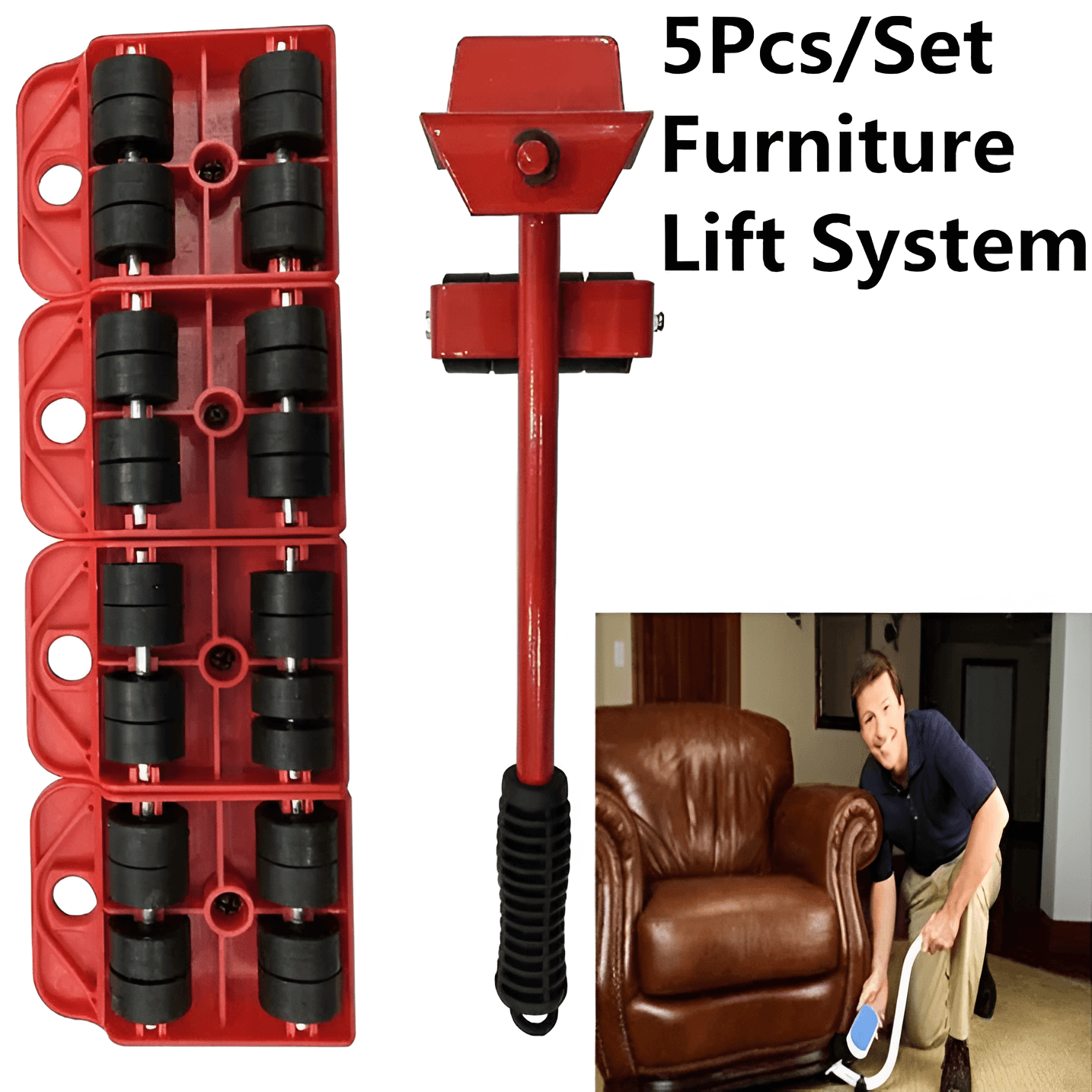 Easy Lifter Tool Moving Helpers System With 4 Wheel Sliders_2