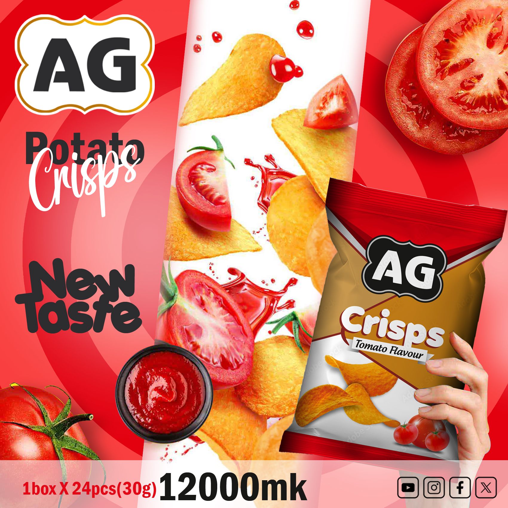 Tomato Flavor Potato Crisps (30g) (1 x 24pcs) _0