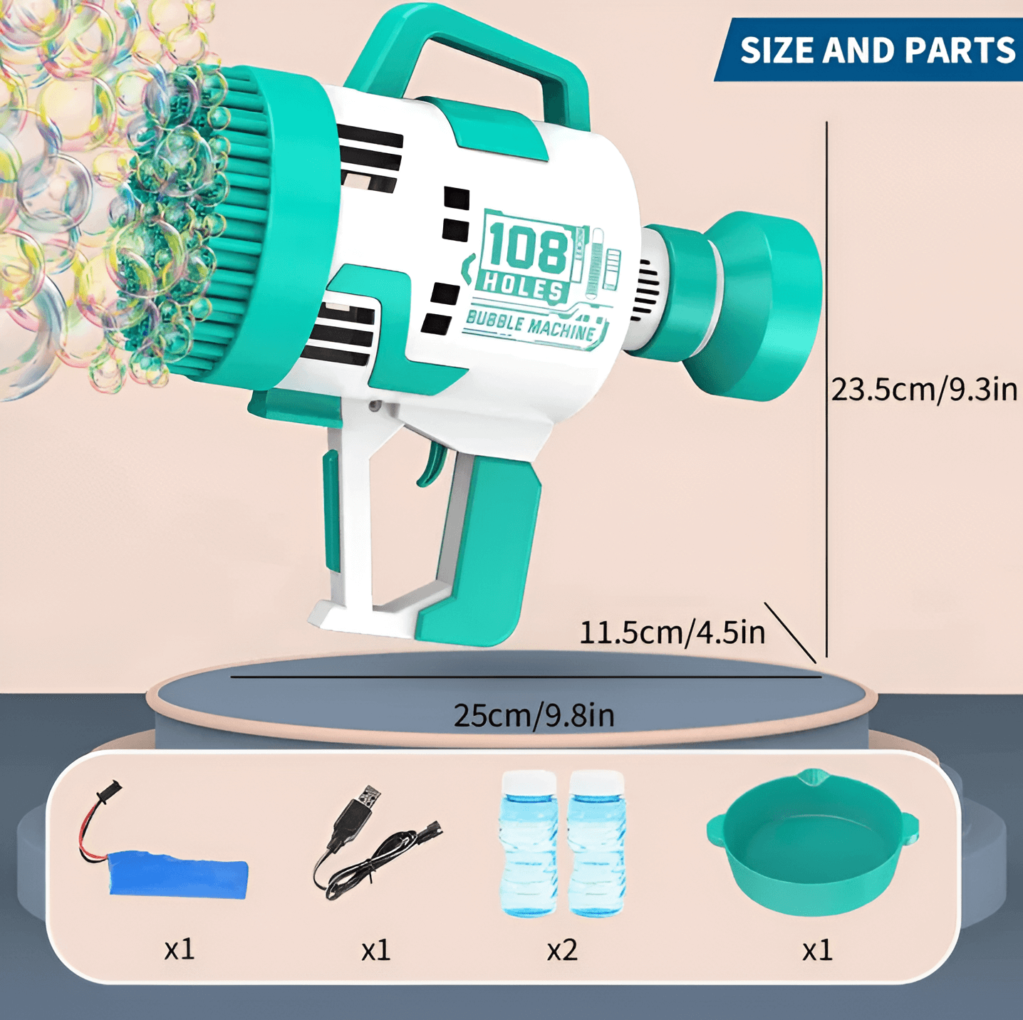 Bubble Gun 108 Holes With Colorful Lights For Kids Toys_5