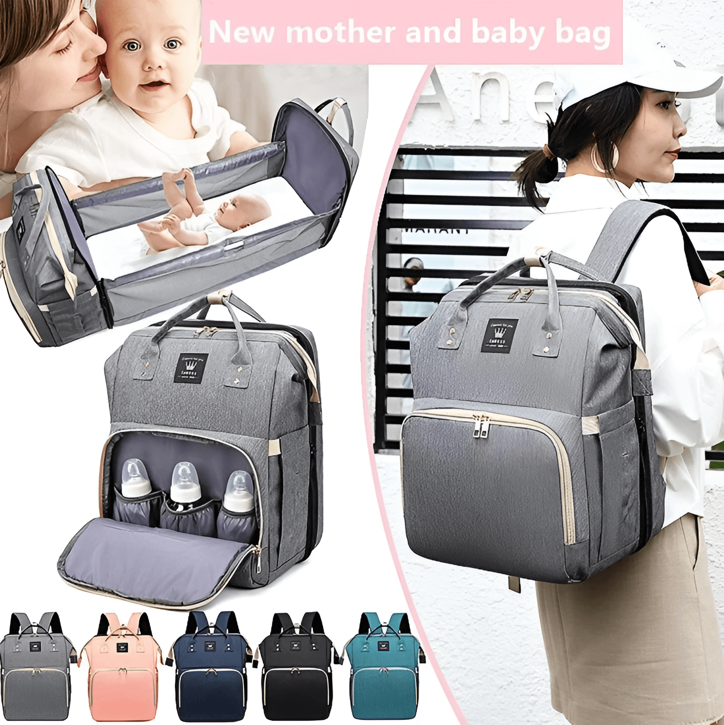 Multi-Functional Diaper Bag Backpack Travel Baby Nursing Bag Large Capacity Mommy Bag_1