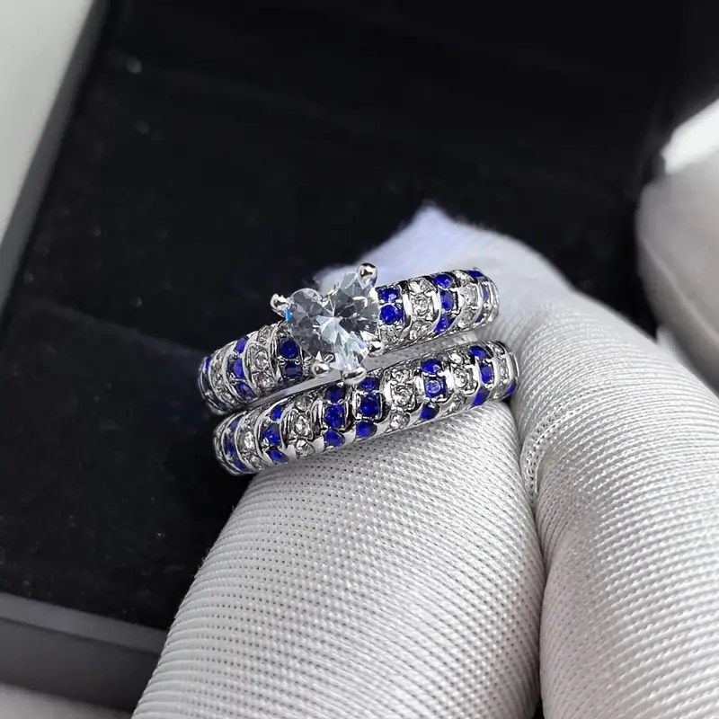 1pc Timeless Luxury Couple Ring Set - Romantic Heart Design Stainless Steel Wedding Bands for Him & Her _2